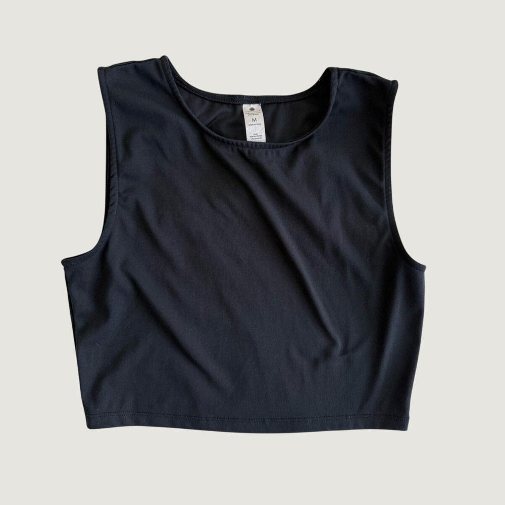 Yogalicious Pure Cloud Nicki Muscle Tank Black Workout Crop Top Gym Athletic M